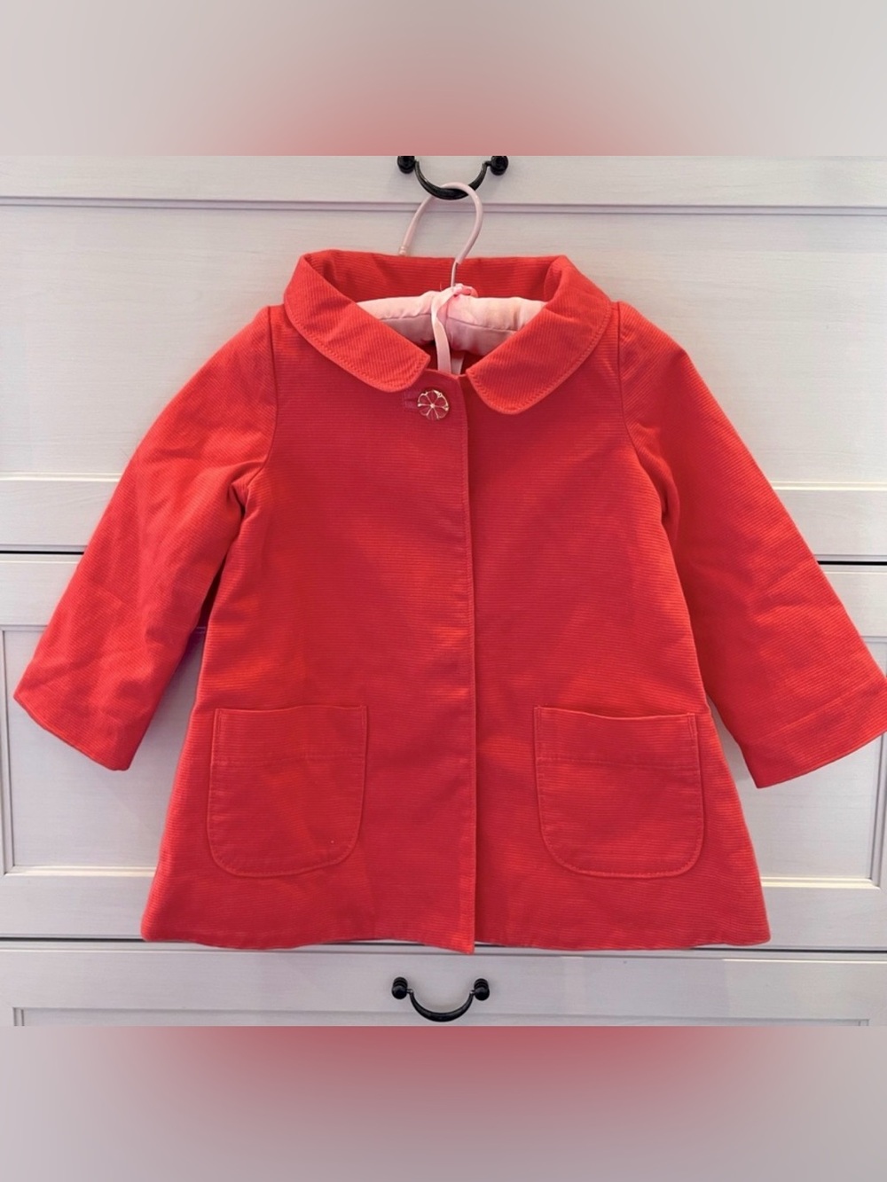 Baby GAP Red Pea Coat with Peter Pan Collar
